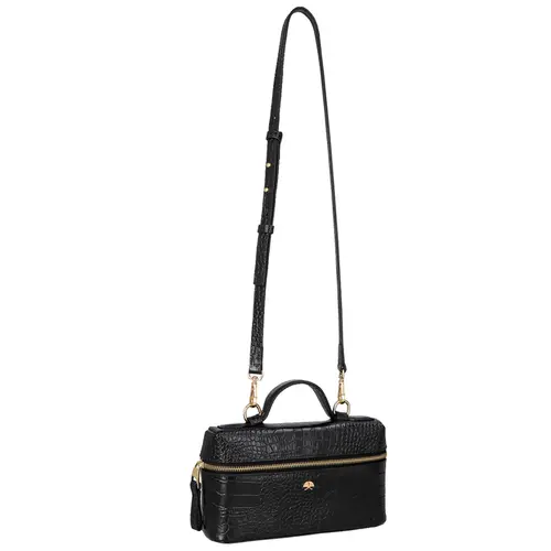 BOLSA PEQUENA VANITY CROCO LUIZA BARCELOS PRETO