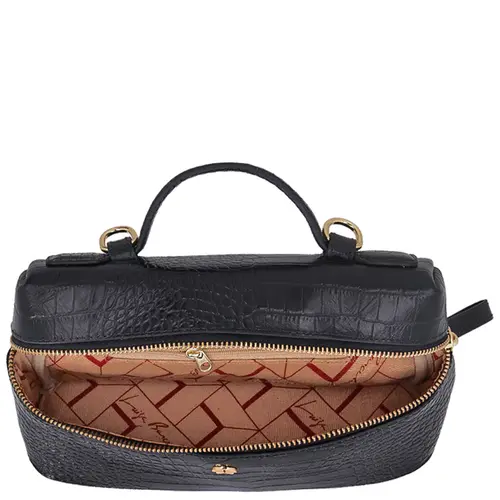 BOLSA PEQUENA VANITY CROCO LUIZA BARCELOS PRETO