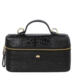 BOLSA PEQUENA VANITY CROCO LUIZA BARCELOS PRETO
