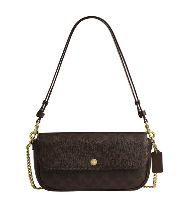 BOLSA COACH NEW YORK BROOK FLAP CHAIN MARROM