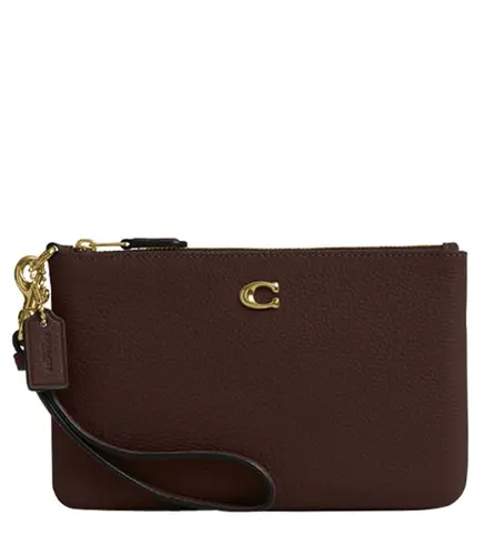 BOLSA DE MÃO COACH NEW YORK SMALL WRISTLET MARROM