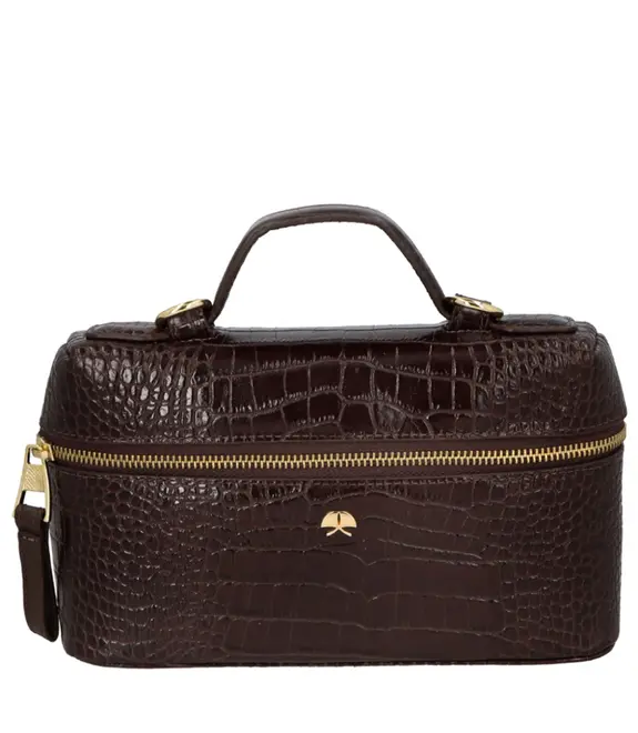 BOLSA PEQUENA VANITY CROCO LUIZA BARCELOS MARROM