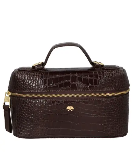 BOLSA PEQUENA VANITY CROCO LUIZA BARCELOS MARROM