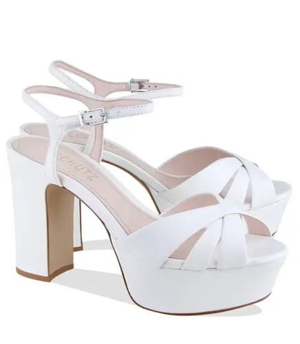 SANDÁLIA PLATAFORMA SALTO ALTO KEEFA SCHUTZ BRANCO