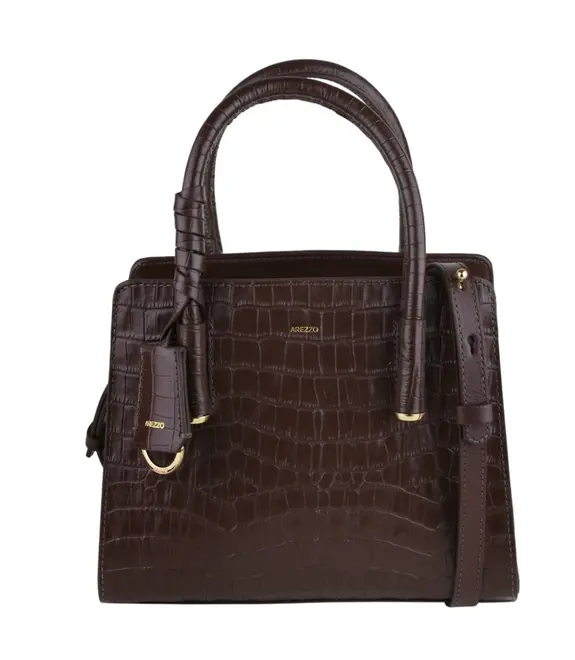BOLSA PEQUENA TOTE EAST CROCO AREZZO MARROM