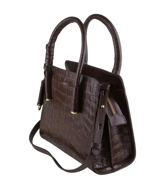BOLSA PEQUENA TOTE EAST CROCO AREZZO MARROM