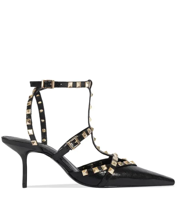 SCARPIN SALTO MÉDIO STUDS MIORLE SCHUTZ PRETO