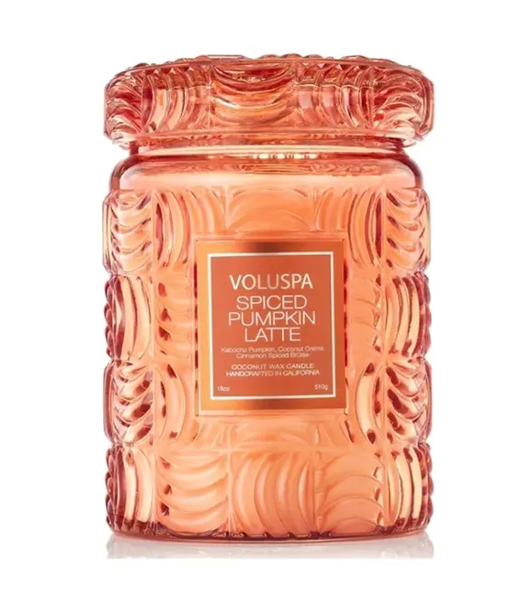 VELA AROMÁTICA POTE VIDRO G 100H SPICED PUMPKIN LATTE VOLUSPA