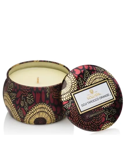 MINI VELA AROMÁTICA LATA RELEVO 25H GOJI TAROCCO ORANGE VOLUSPA