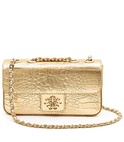 BOLSA MÉDIA ANNE NEW CROCO ISLA DOURADO