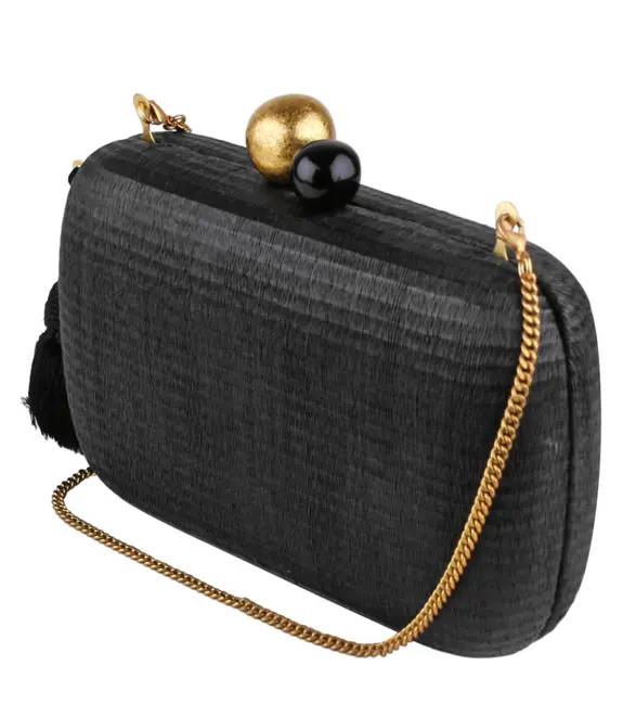 CLUTCH RÁFIA ISLA PRETO - COM MICROUSO