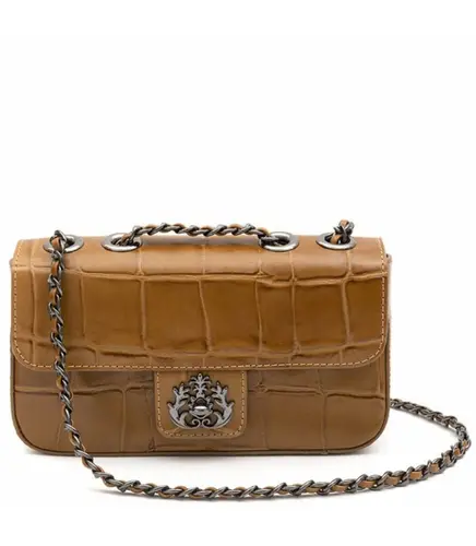 BOLSA PEQUENA ANNE CROCO ISLA CARAMELO