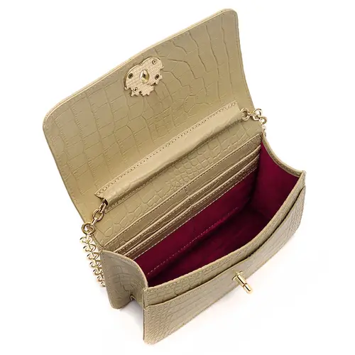BOLSA CARTEIRA NEW CROCO ISLA BEGE
