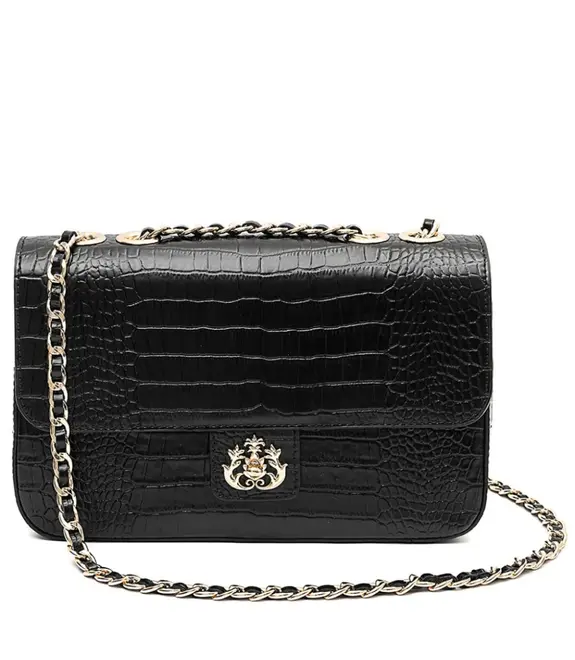 BOLSA ANNE JUMBO NEW CROCO ISLA PRETO