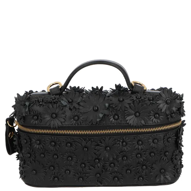 BOLSA PEQUENA VANITY FLORAL LUIZA BARCELOS PRETO