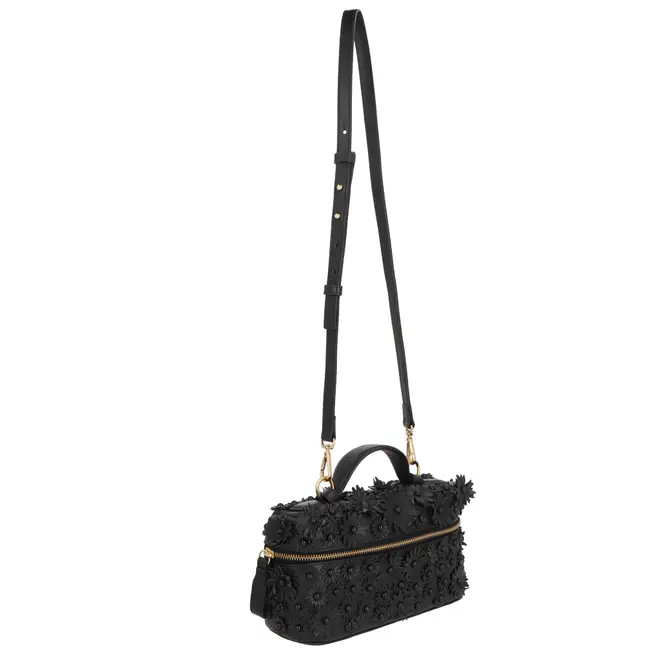 BOLSA PEQUENA VANITY FLORAL LUIZA BARCELOS PRETO