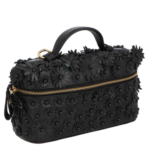 BOLSA PEQUENA VANITY FLORAL LUIZA BARCELOS PRETO