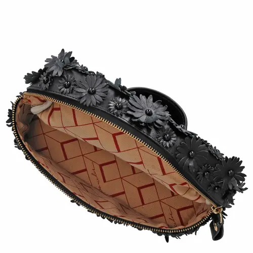 BOLSA PEQUENA VANITY FLORAL LUIZA BARCELOS PRETO