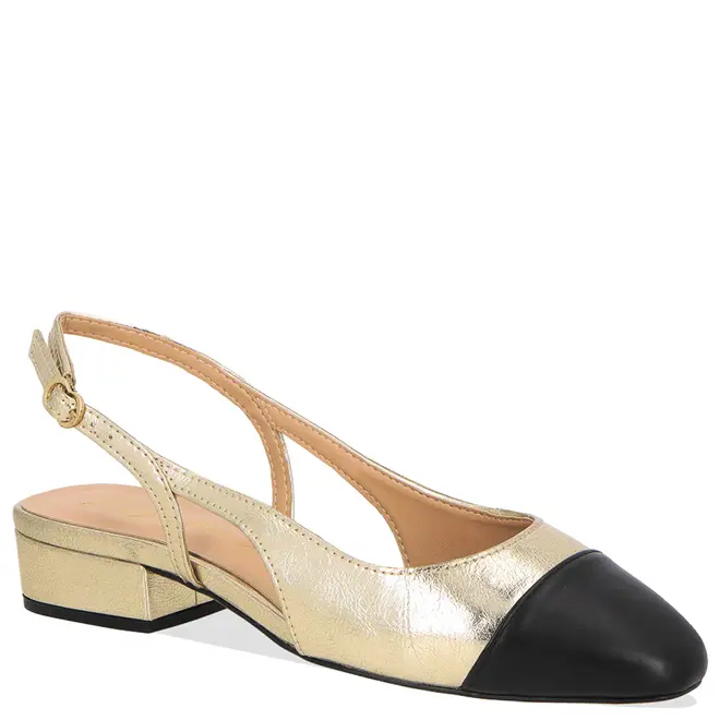 SCARPIN SALTO BAIXO SLINGBACK LUIZA BARCELOS DOURA