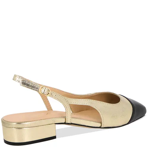 SCARPIN SALTO BAIXO SLINGBACK LUIZA BARCELOS DOURA