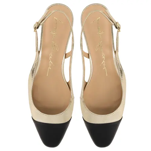 SCARPIN SALTO BAIXO SLINGBACK LUIZA BARCELOS DOURA