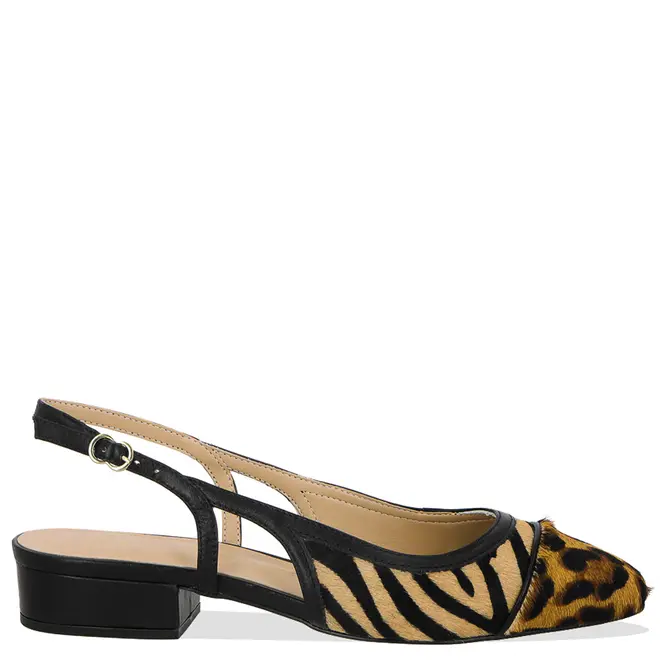 SCARPIN SALTO BAIXO SLINGBACK LUIZA BARCELOS ANIMAL PRINT