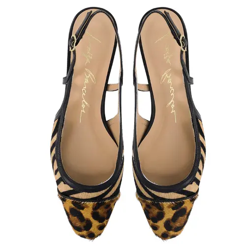 SCARPIN SALTO BAIXO SLINGBACK LUIZA BARCELOS ANIMAL PRINT