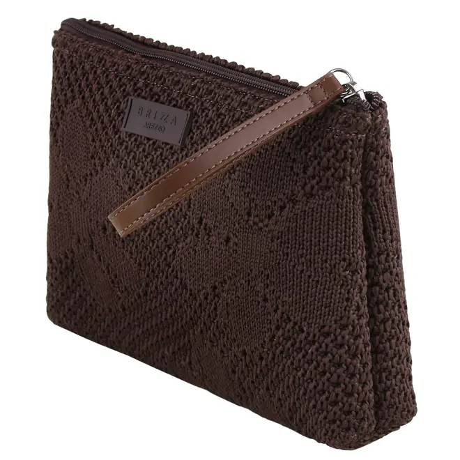 NECESSAIRE BRIZZA KNIT AREZZO MARROM