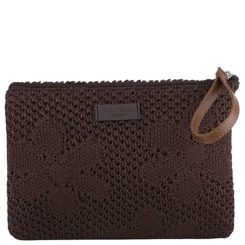 NECESSAIRE BRIZZA KNIT AREZZO MARROM