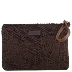 NECESSAIRE BRIZZA KNIT AREZZO MARROM