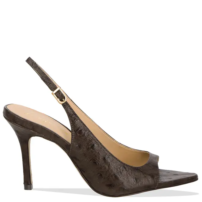SANDÁLIA PEEP TOE SALTO ALTO LUIZA BARCELOS MARROM