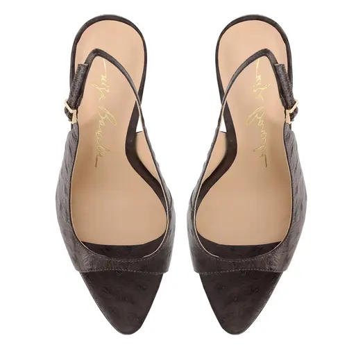 SANDÁLIA PEEP TOE SALTO ALTO LUIZA BARCELOS MARROM