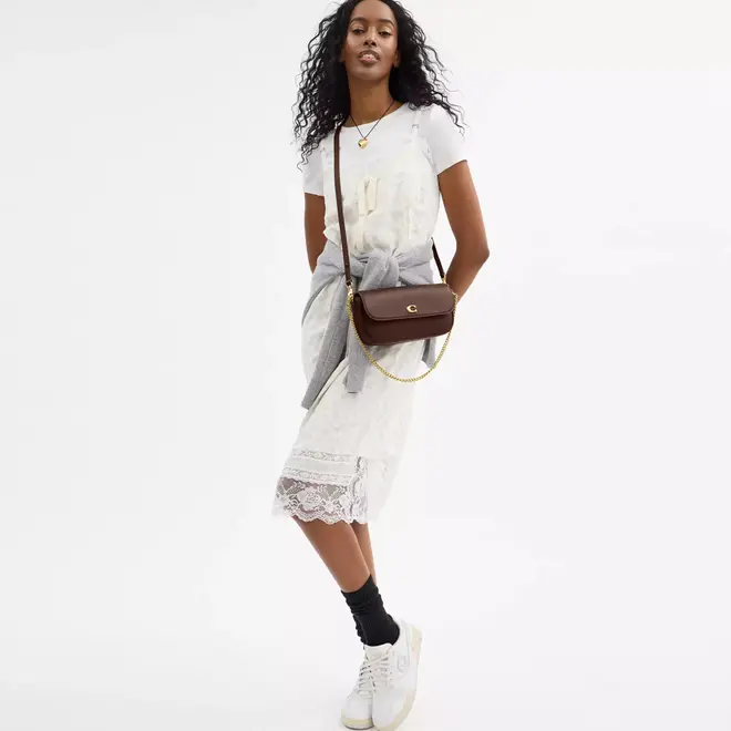 BOLSA COACH NEW YORK BROOK FLAP CHAIN MARROM