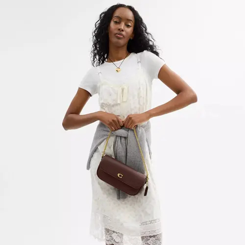 BOLSA COACH NEW YORK BROOK FLAP CHAIN MARROM