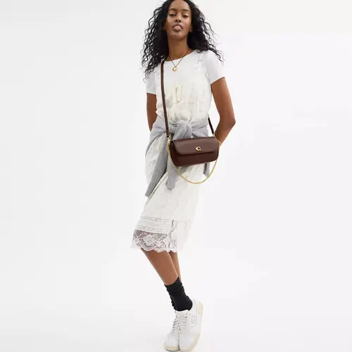 BOLSA COACH NEW YORK BROOK FLAP CHAIN MARROM