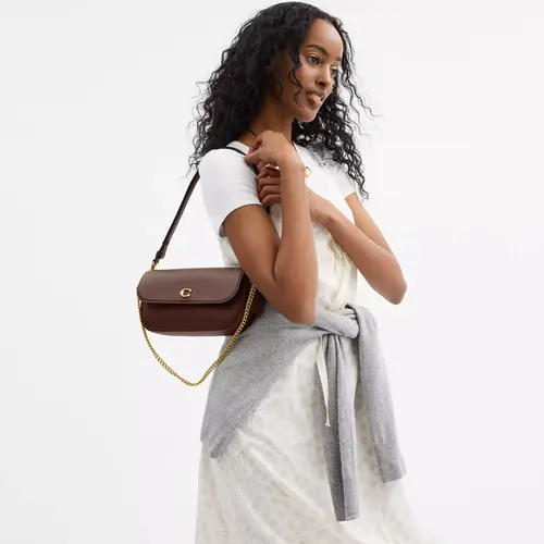 BOLSA COACH NEW YORK BROOK FLAP CHAIN MARROM
