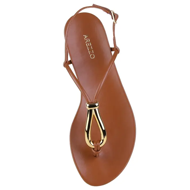 SANDÁLIA RASTEIRA SLIM AREZZO CARAMELO