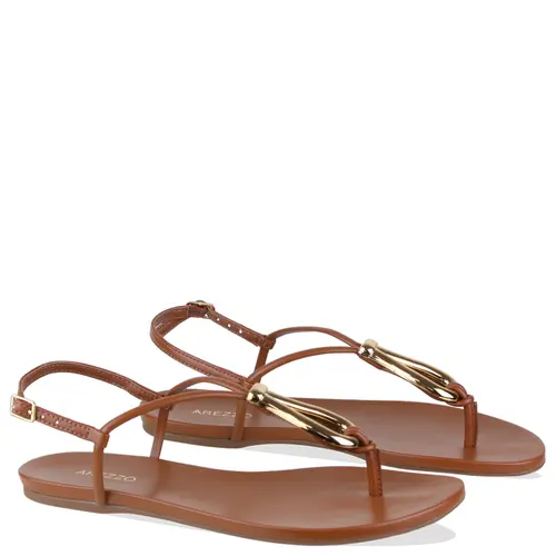 SANDÁLIA RASTEIRA SLIM AREZZO CARAMELO