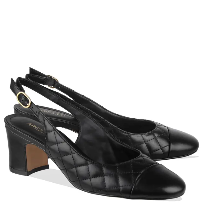 SCARPIN SALTO MÉDIO SLINGBACK AREZZO PRETO