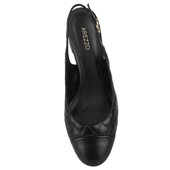 SCARPIN SALTO MÉDIO SLINGBACK AREZZO PRETO