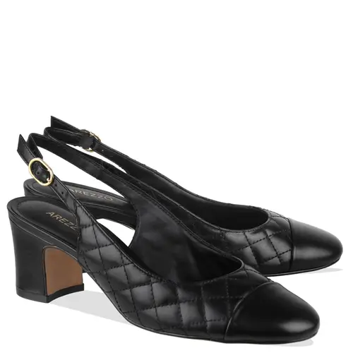SCARPIN SALTO MÉDIO SLINGBACK AREZZO PRETO