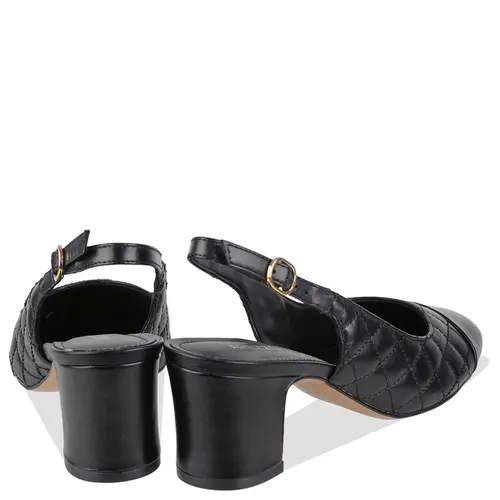 SCARPIN SALTO MÉDIO SLINGBACK AREZZO PRETO