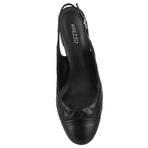 SCARPIN SALTO MÉDIO SLINGBACK AREZZO PRETO
