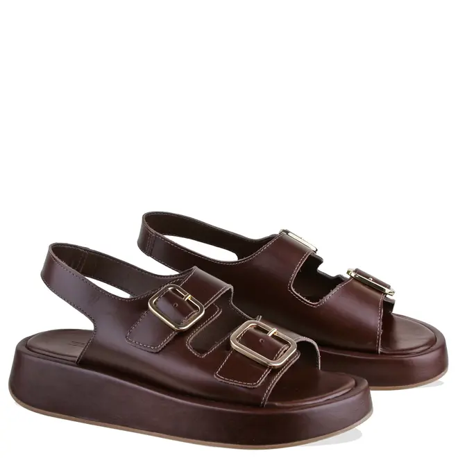 SANDÁLIA SALTO BAIXO FLATFORM BENTANA MARROM