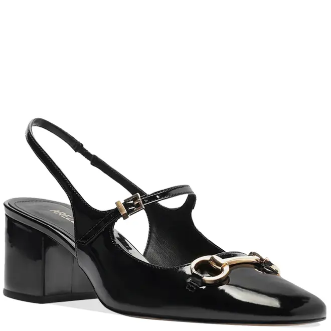 SCARPIN SALTO MÉDIO BONECA SLINGBACK AREZZO PRETO