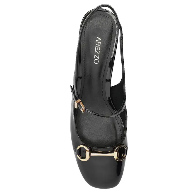 SCARPIN SALTO MÉDIO BONECA SLINGBACK AREZZO PRETO