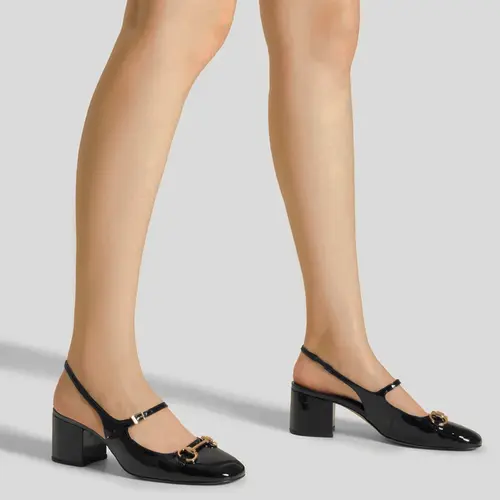 SCARPIN SALTO MÉDIO BONECA SLINGBACK AREZZO PRETO