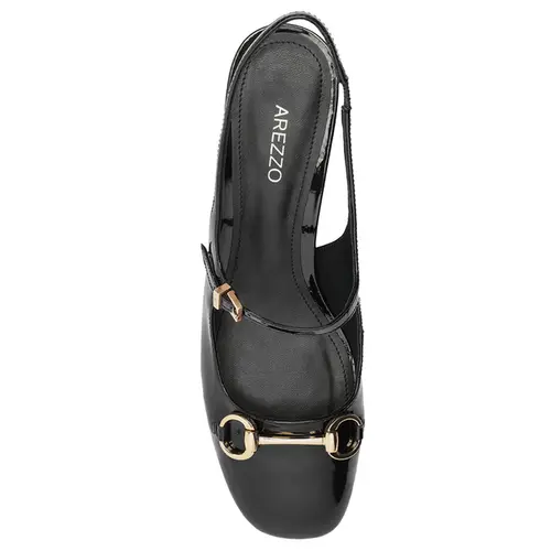 SCARPIN SALTO MÉDIO BONECA SLINGBACK AREZZO PRETO