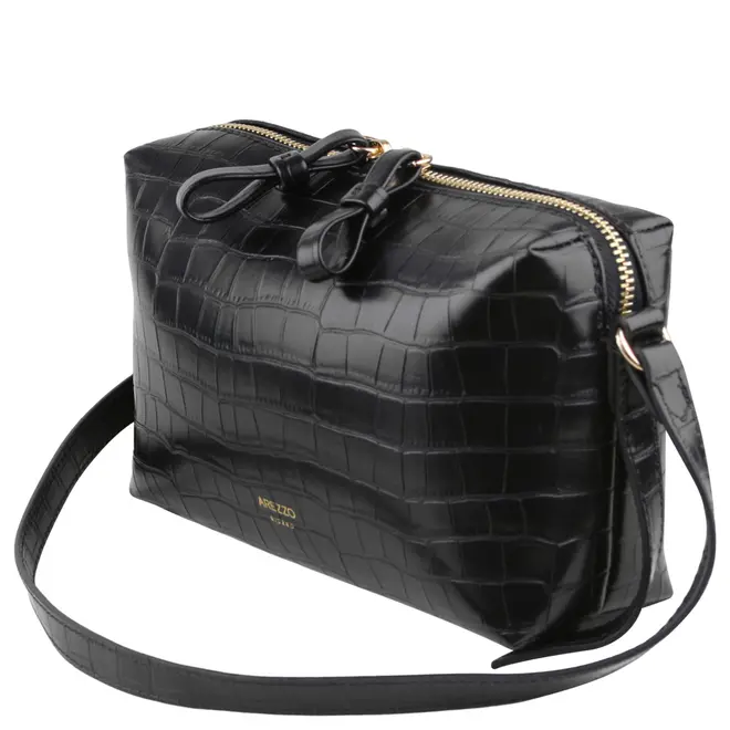 BOLSA PEQUENA CROCO AREZZO PRETO