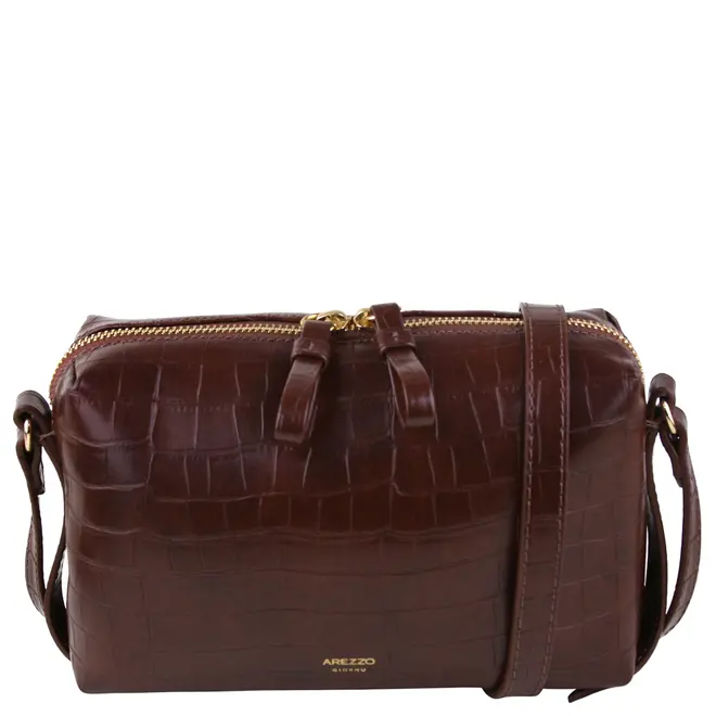BOLSA PEQUENA CROCO AREZZO MARROM